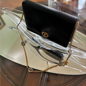 Dior Black Leather Crossbody Bag with Gold Chain & Coin Purse